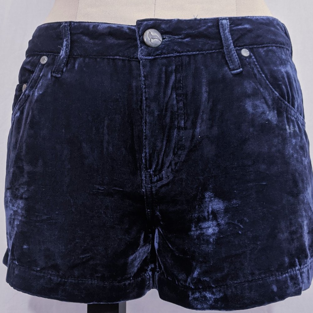 Free People Indigo Velvet Shorts